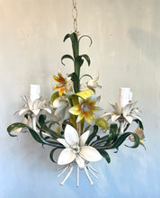 Load image into Gallery viewer, Mid-century Italian Tole Lillies Chandelier