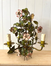 Load image into Gallery viewer, Italian tole pink roses chandelier