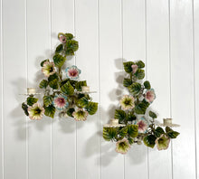 Load image into Gallery viewer, Pair of Italian floral tole wall sconces