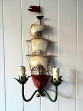 Load image into Gallery viewer, Mid-century Tole Sail Boat Sconce

