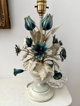 Load image into Gallery viewer, Blue Floral Tole Lamp

