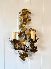 Load image into Gallery viewer, Gilt Ivy Leaf Tole Sconces
