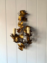 Load image into Gallery viewer, Gilt Ivy Leaf Tole Sconces
