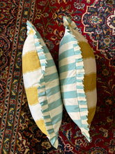 Load image into Gallery viewer, Yellow &quot;Balcony Stripe&quot; Cushion
