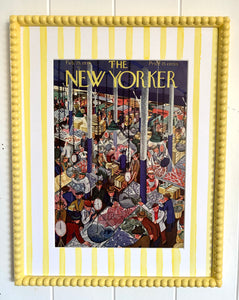 1939 New Yorker "Fish Market" cover in Pale Yellow Bobbin Frame