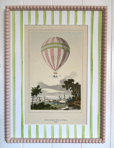 "Ascent of James Sadler at Oxford" Lithograph in Soft Pink Bobbin Frame