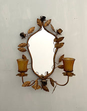 Load image into Gallery viewer, Italian Gilt Tole Mirrored Sconce
