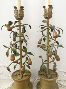 Pair of Italian Tole Pear Lamps