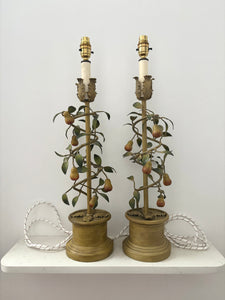 Pair of Italian Tole Pear Lamps
