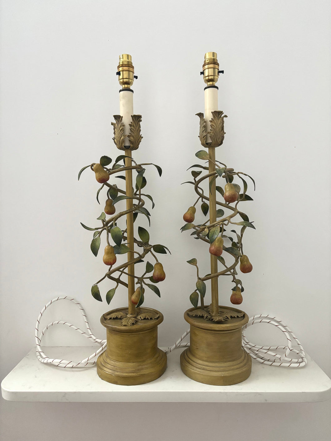 Pair of Italian Tole Pear Lamps