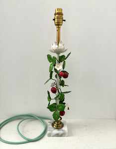 Italian Tole Strawberry Lamp