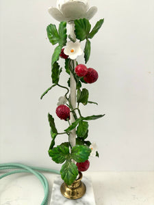 Italian Tole Strawberry Lamp