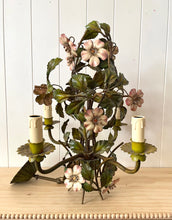 Load image into Gallery viewer, Italian tole pink roses chandelier
