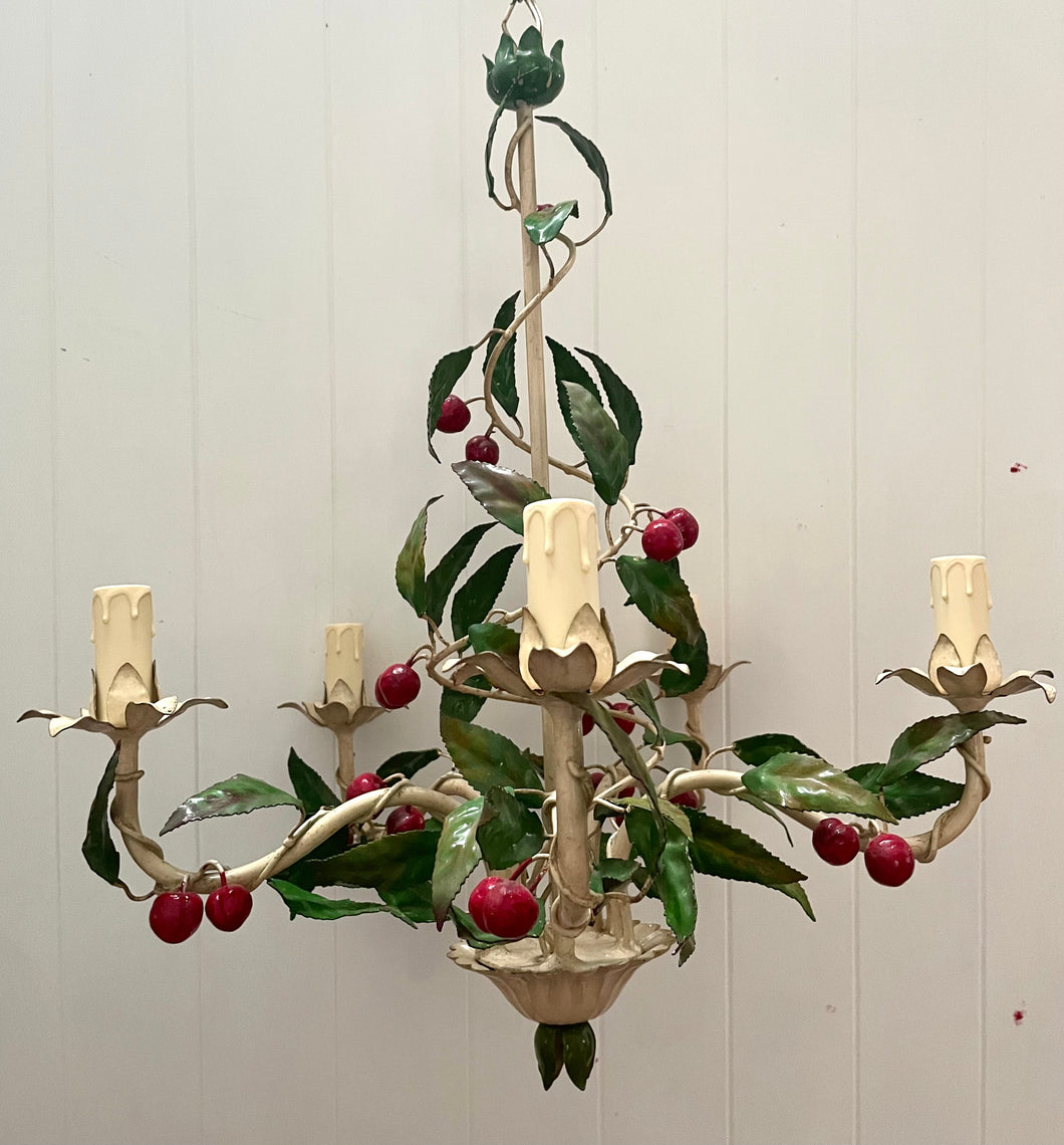 French Tole Cherries Chandelier