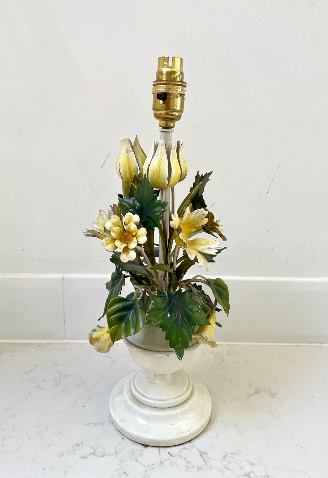 Yellow tulip tole lamp base