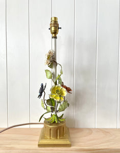 Pretty Italian floral toleware lamp base