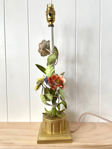 Pretty Italian floral toleware lamp base