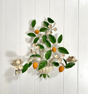 Oranges & Orange Blossom Tole Wall Sconce