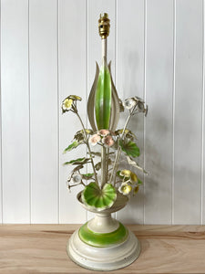 Floral lilypad toleware lamp