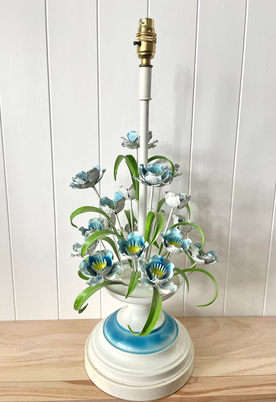 Fabulous blue floral Italian toleware lampbase