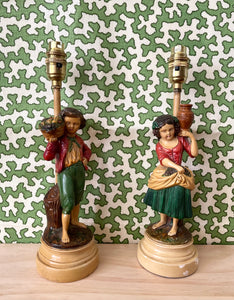Pair of 1920s French Peasant Lamp Bases