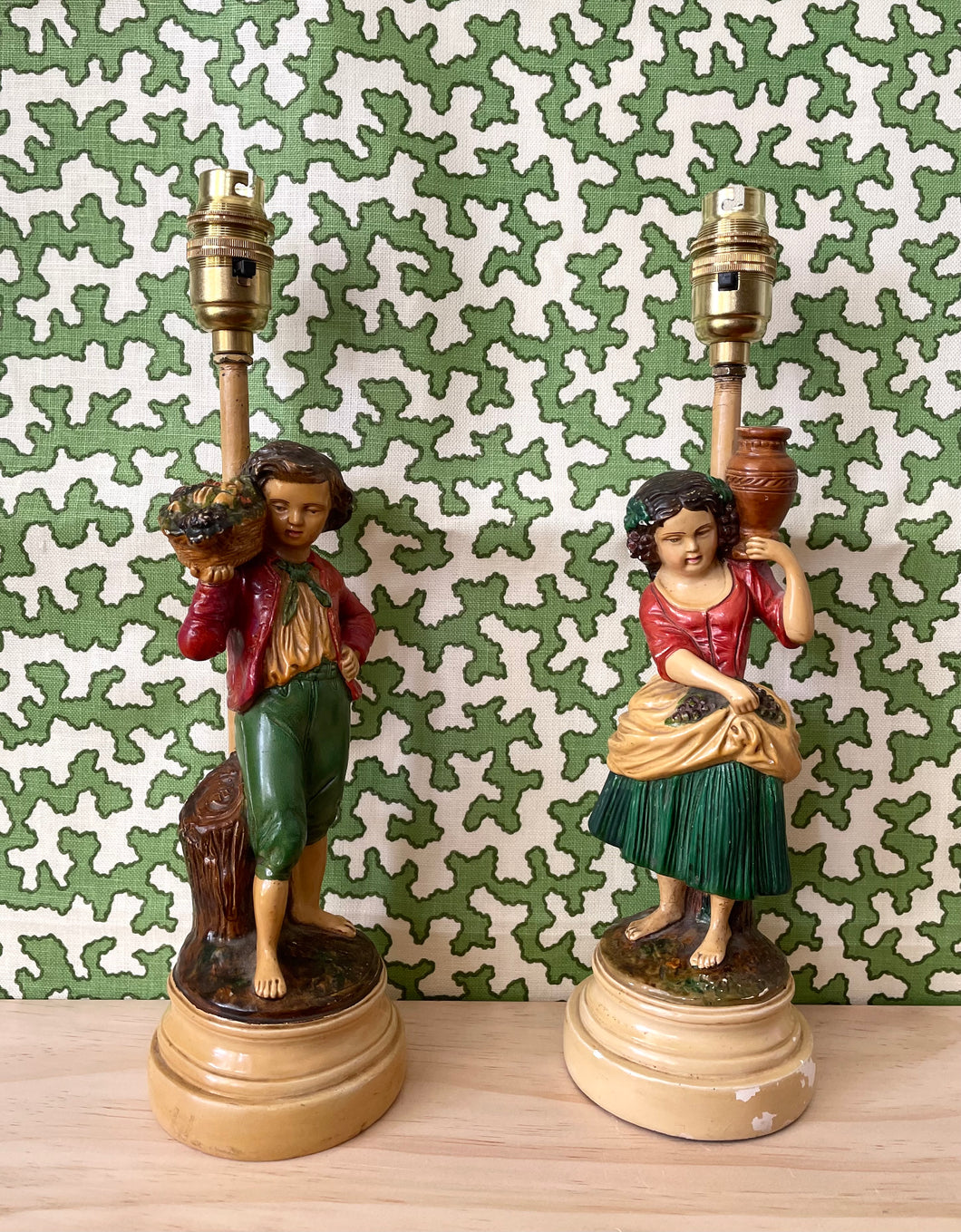 Pair of 1920s French Peasant Lamp Bases