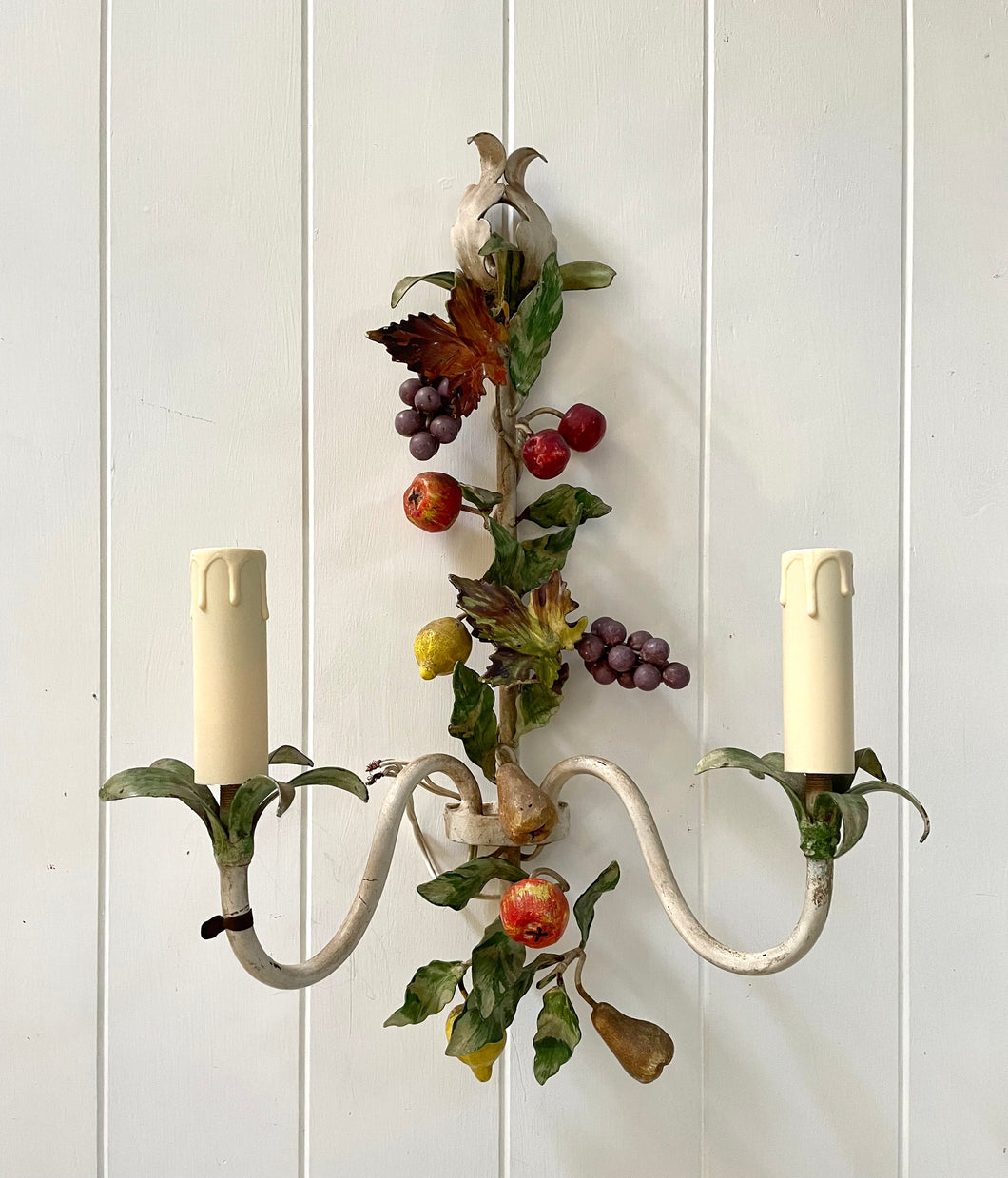 Italian Tole Fruit Wall Sconce