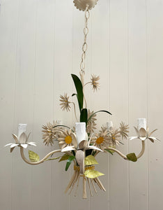 French tole white daisy pendant light